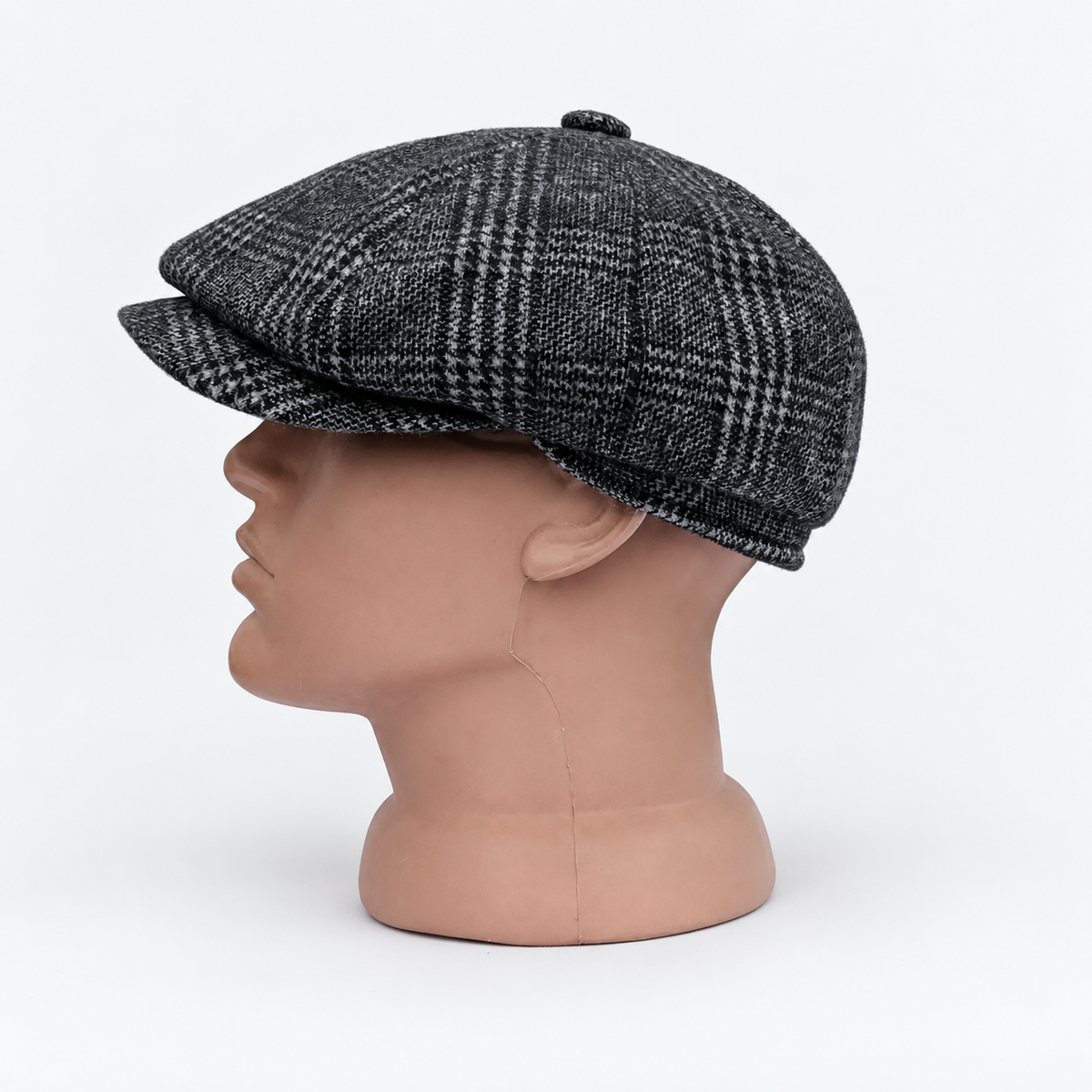 Gray Plaid Newsboy Cap