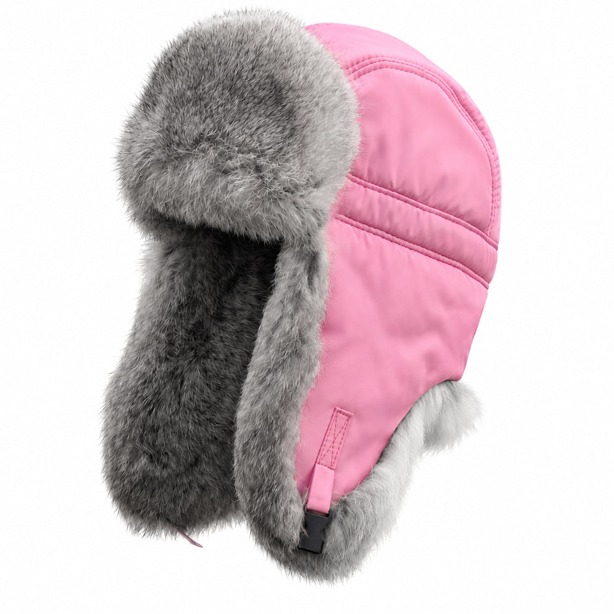 Rabbit Fur Ushanka Hat — Pink