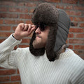 Rabbit Fur Ushanka Hat — Gray