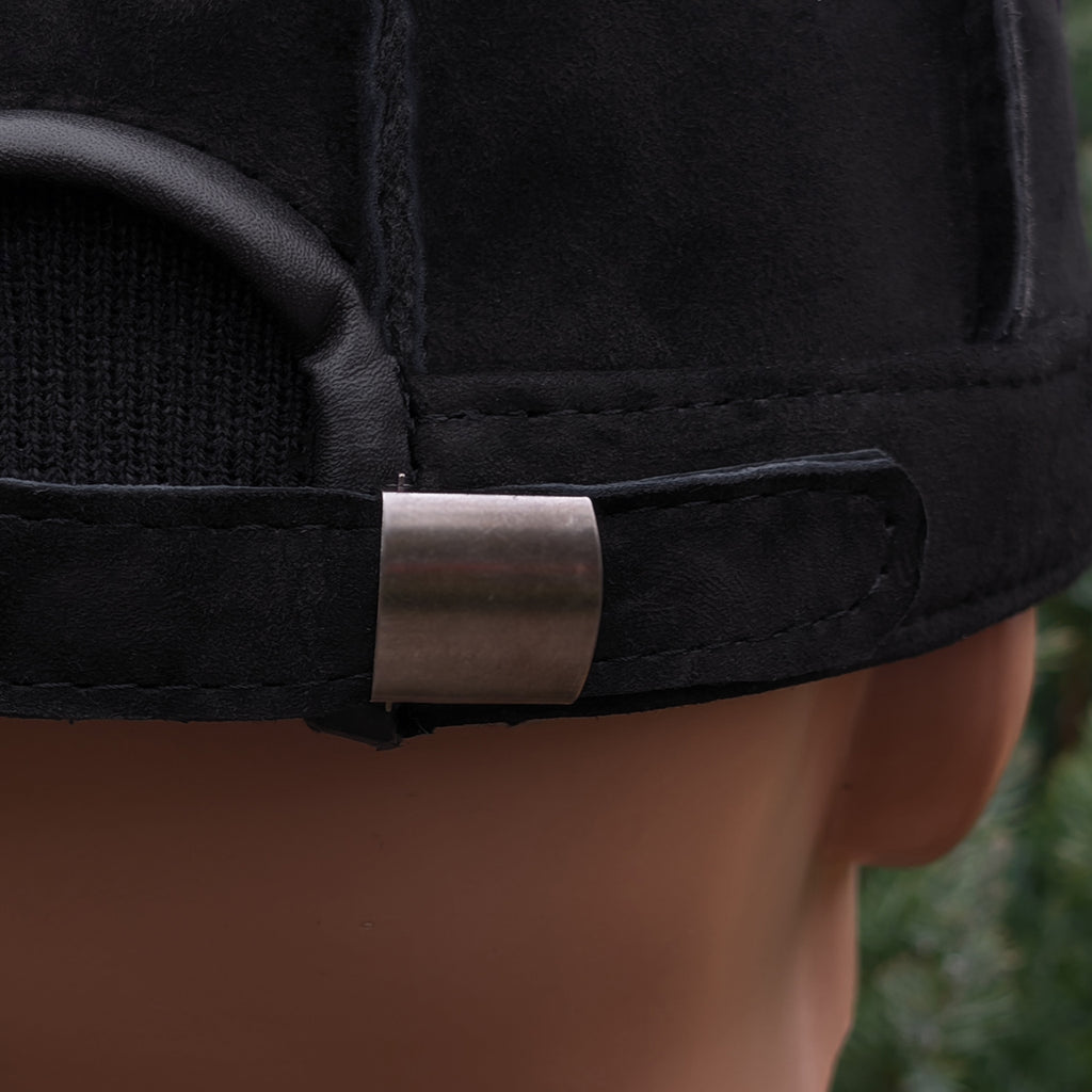 Cadet Cap in Genuine Suede, Black