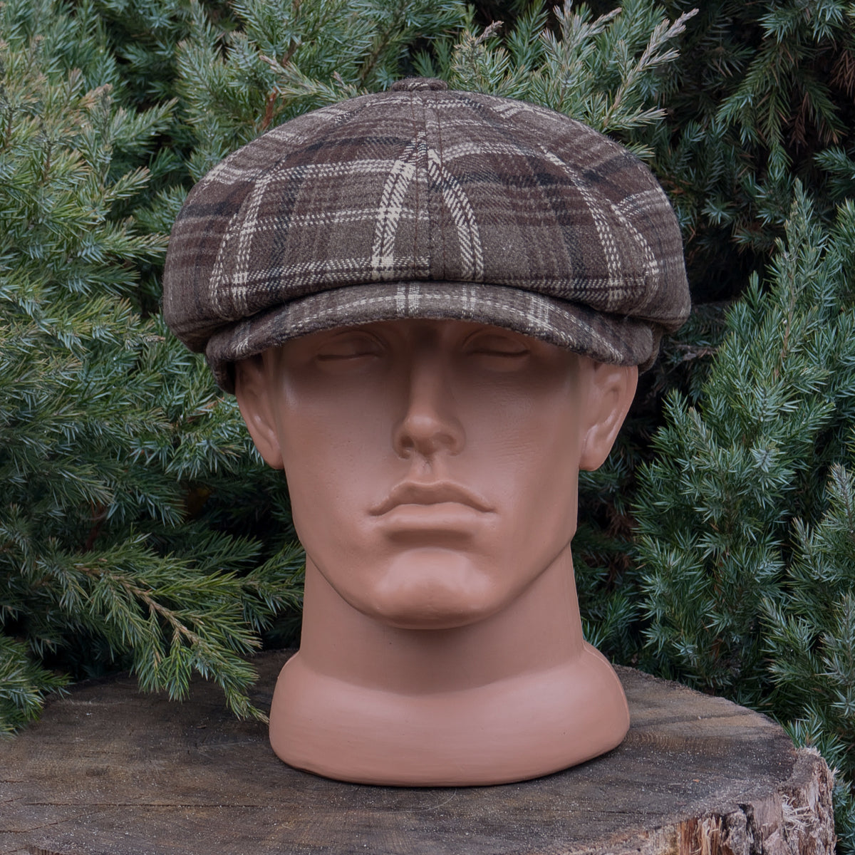 Brown Plaid Newsboy Cap