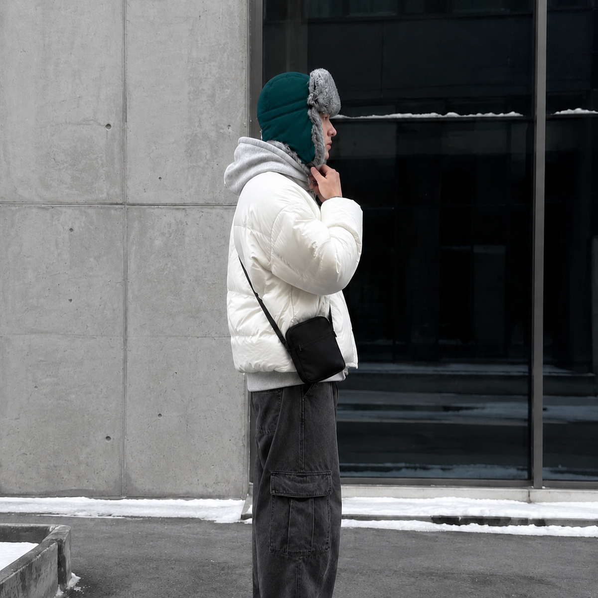 Rabbit Fur Ushanka Hat — Dark Green