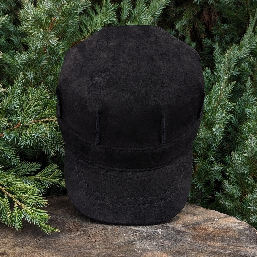 Cadet Cap in Genuine Suede, Black