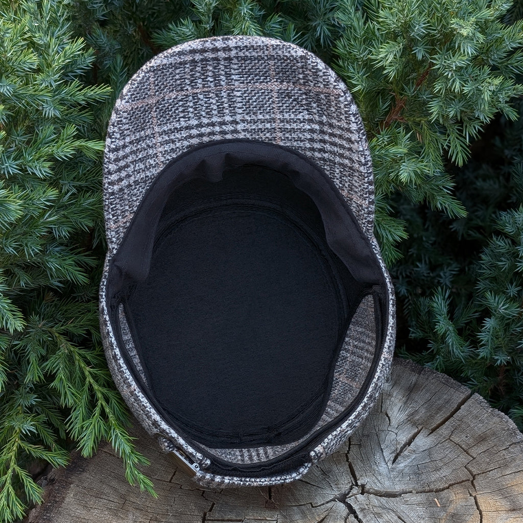 Cadet Cap in Tweed, Beige Plaid