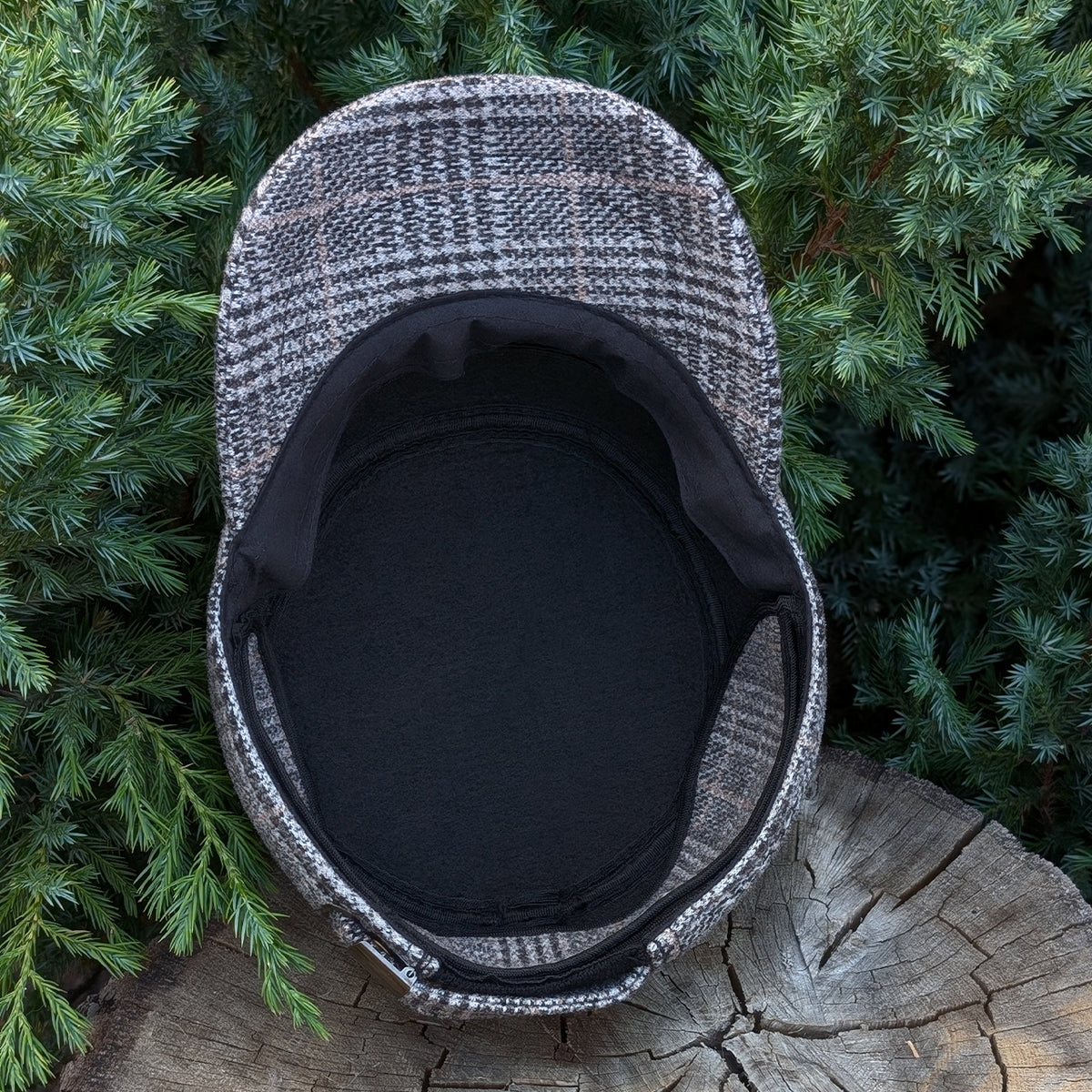 Cadet Cap in Tweed, Beige Plaid