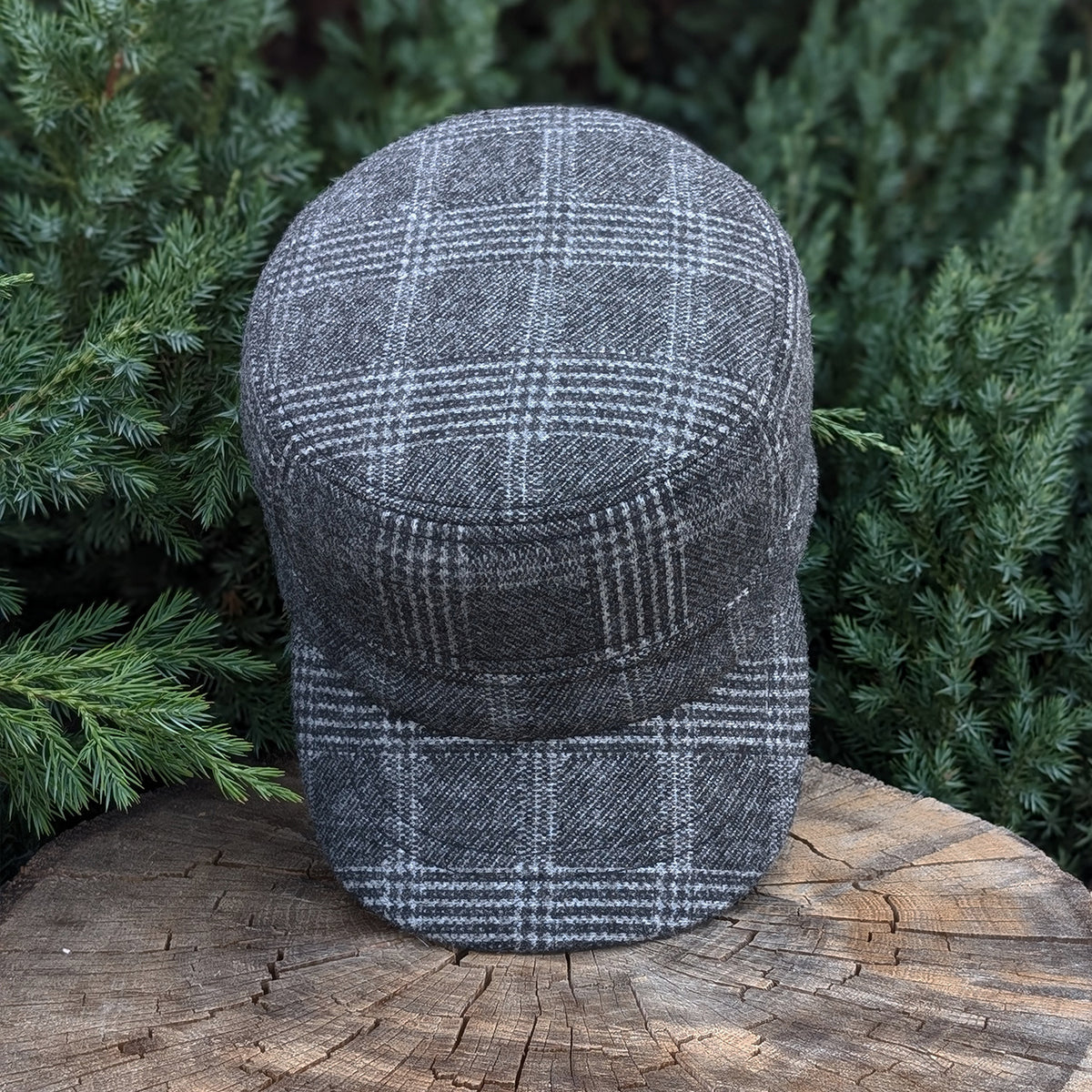 Cadet Cap in Tweed, Gray Plaid