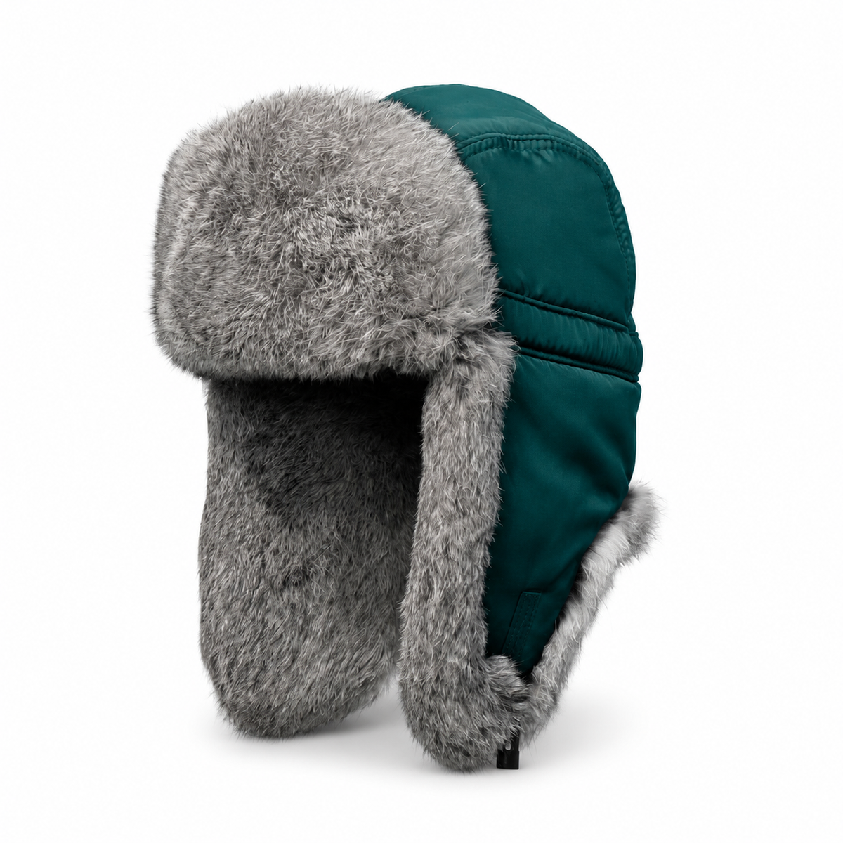 Rabbit Fur Ushanka Hat — Dark Green