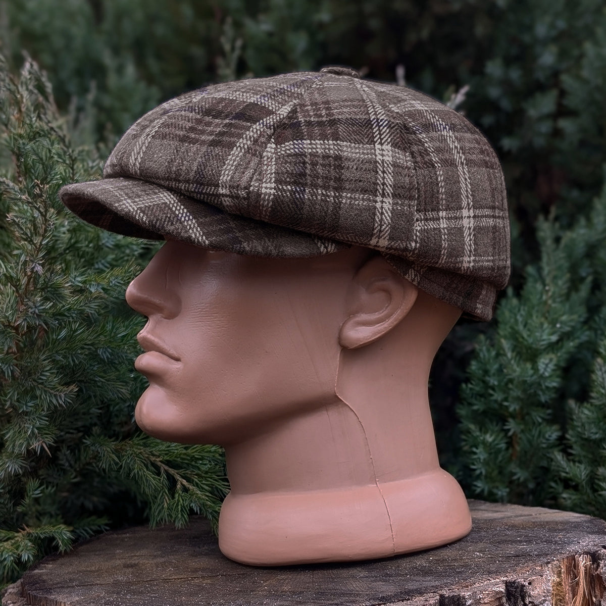 Brown Plaid Newsboy Cap