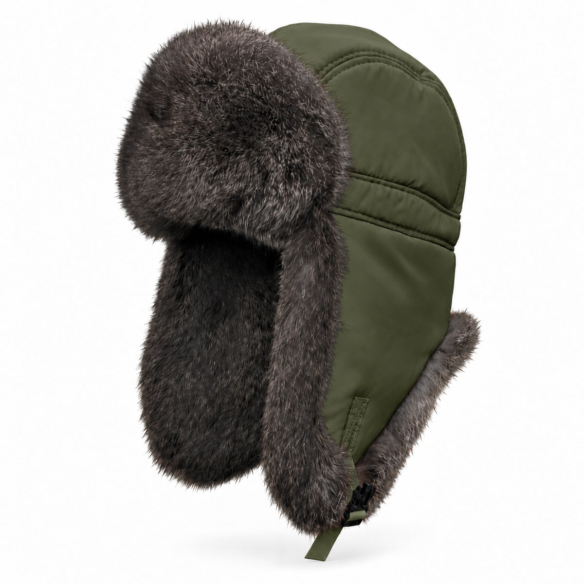 Rabbit Fur Ushanka Hat — Olive