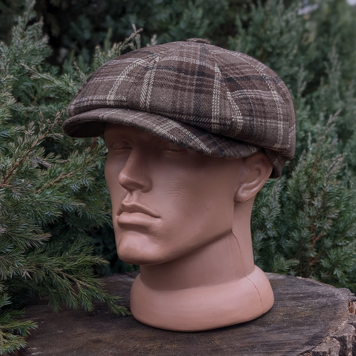 Brown Plaid Newsboy Cap