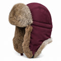 Rabbit Fur Ushanka Hat — Burgundy
