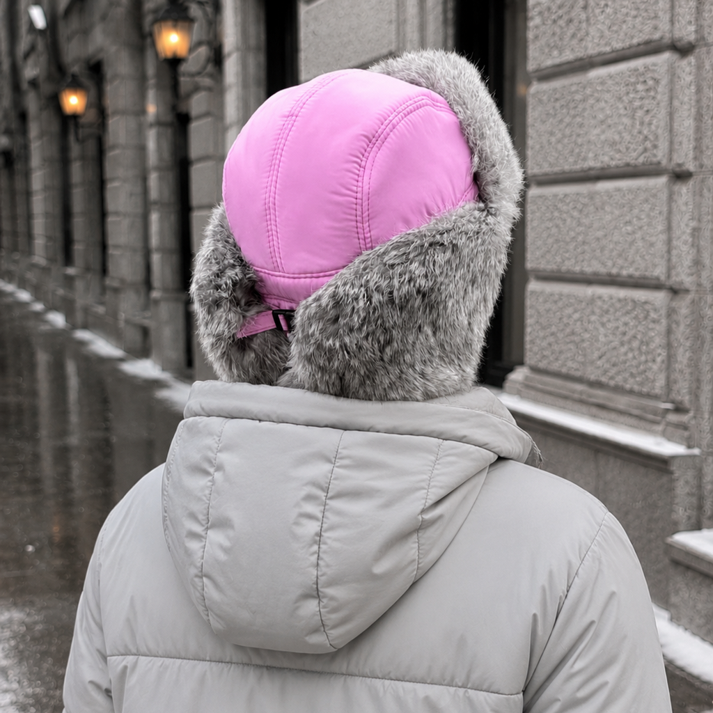 Rabbit Fur Ushanka Hat — Pink