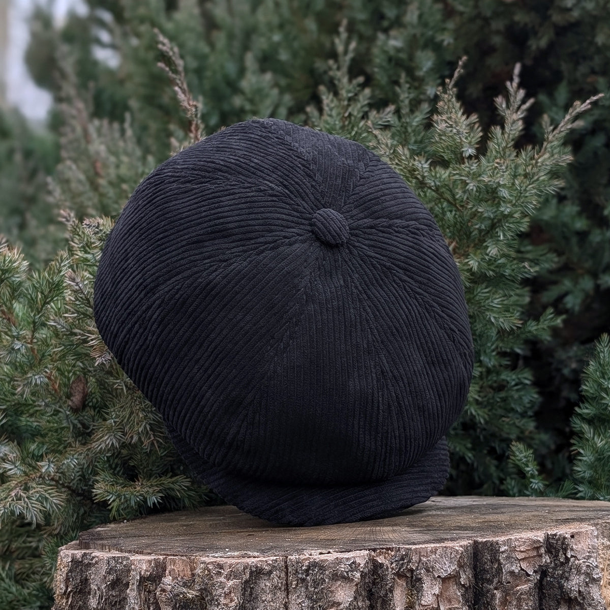 Black Corduroy Newsboy Cap