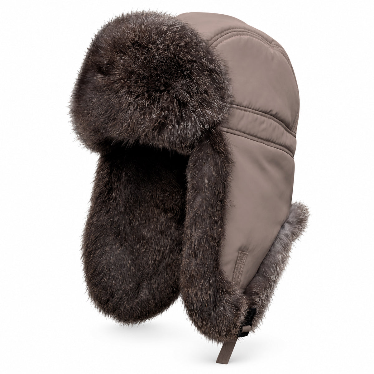 Rabbit Fur Ushanka Hat — Khaki