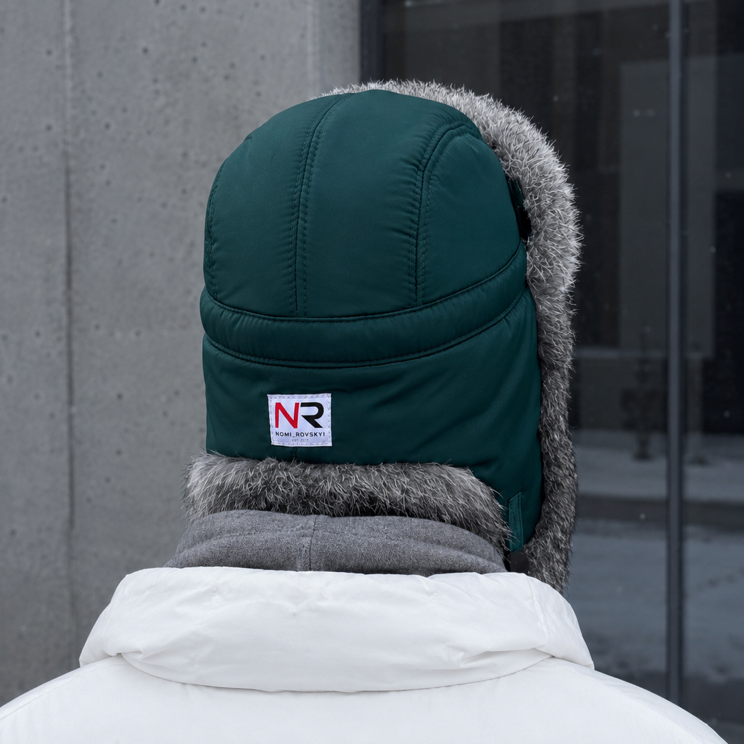 Rabbit Fur Ushanka Hat — Dark Green