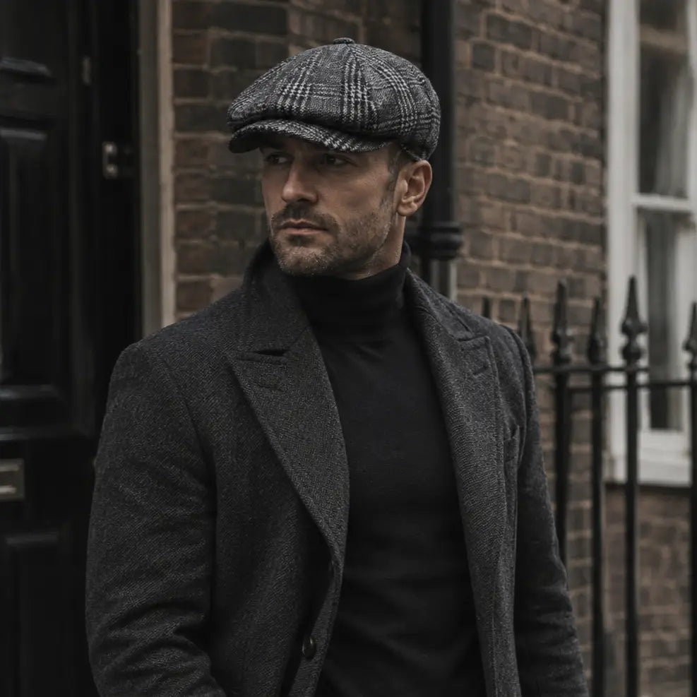 Gray Plaid Newsboy Cap