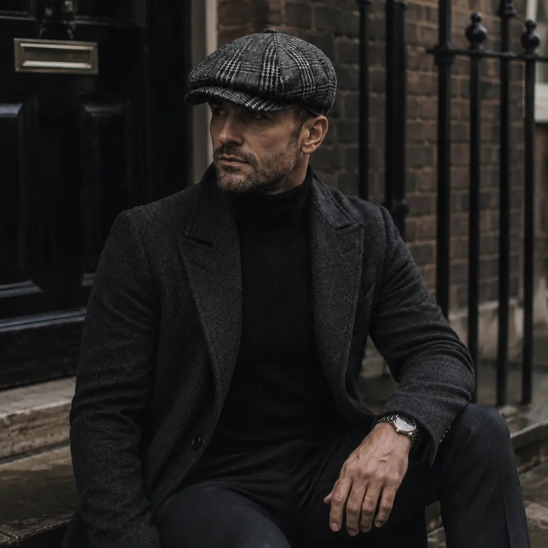 Gray Plaid Newsboy Cap