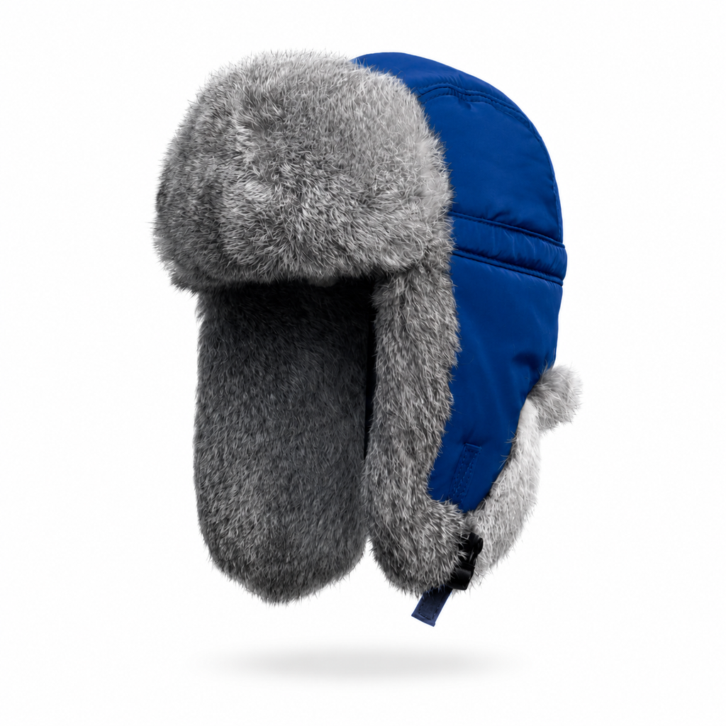 Rabbit Fur Ushanka Hat — Navy