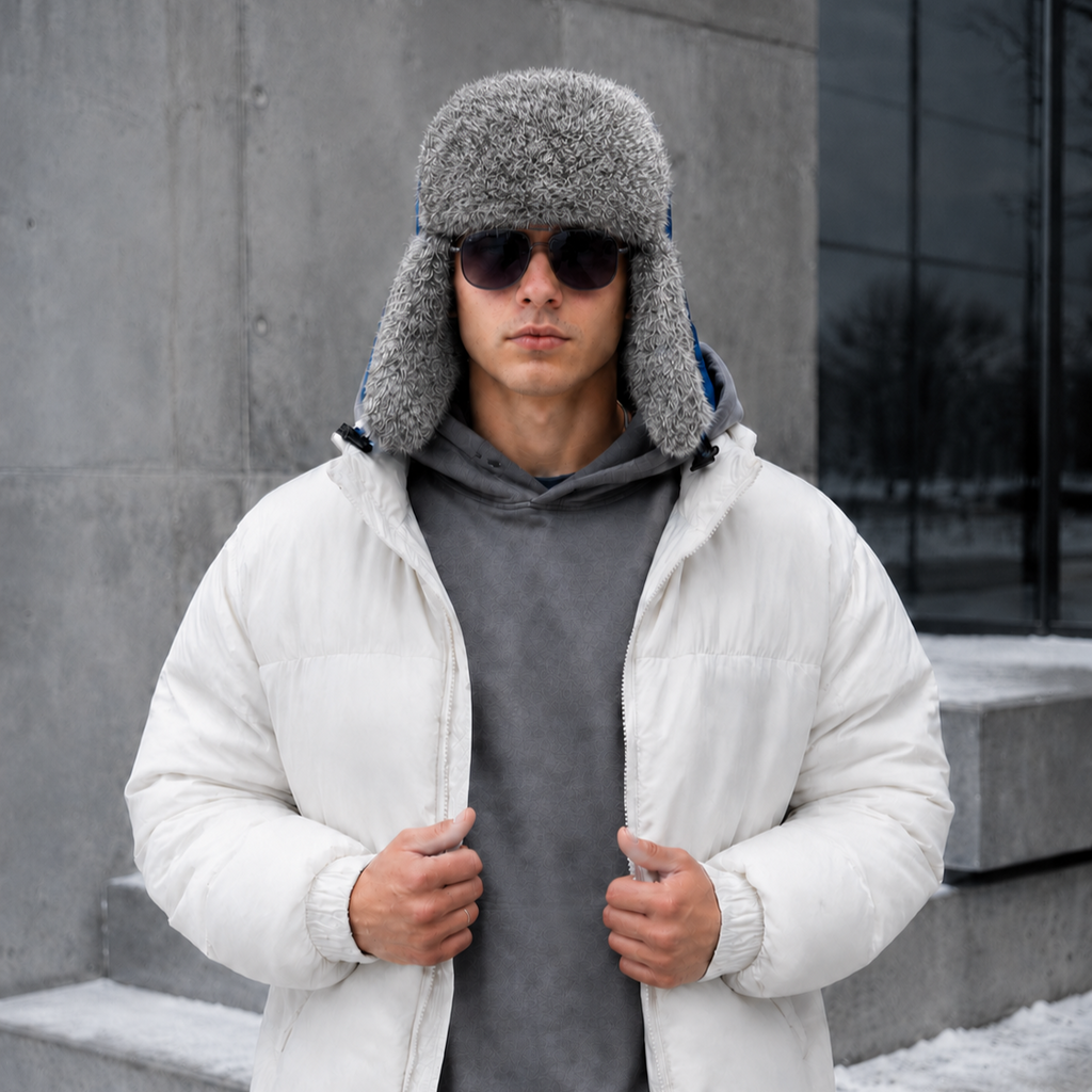 Rabbit Fur Ushanka Hat — Navy