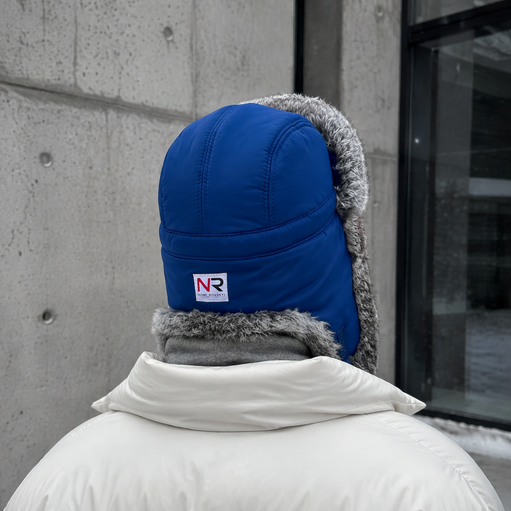 Rabbit Fur Ushanka Hat — Navy
