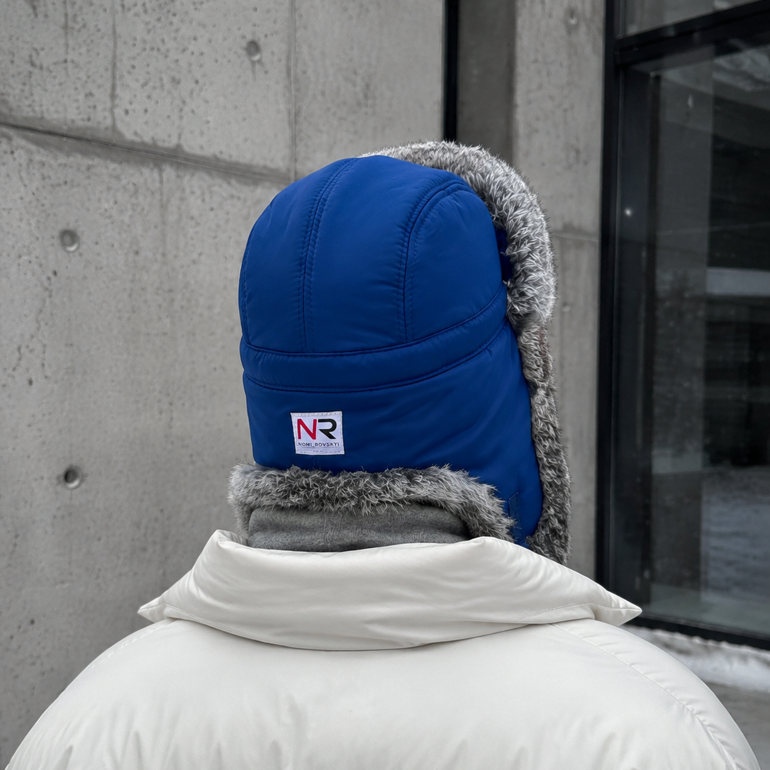Rabbit Fur Ushanka Hat — Navy