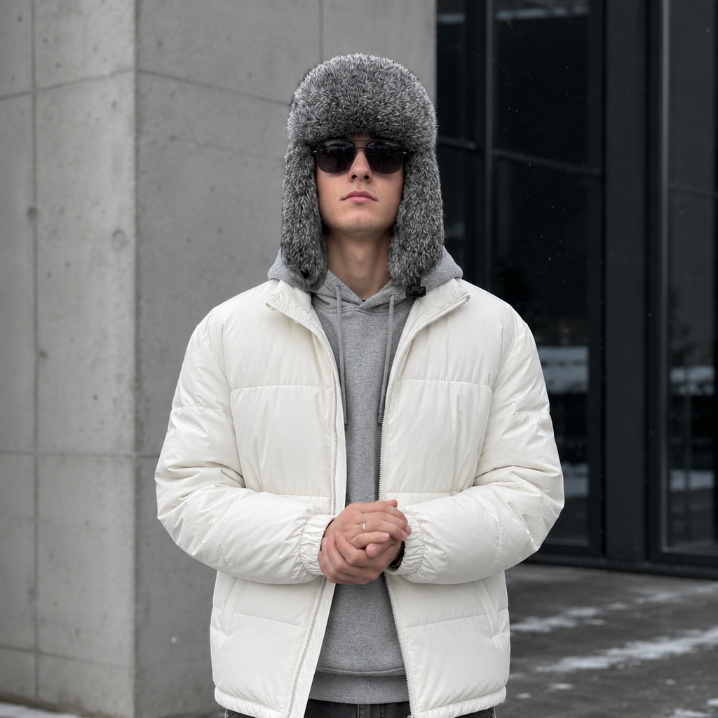 Rabbit Fur Ushanka Hat — Dark Green