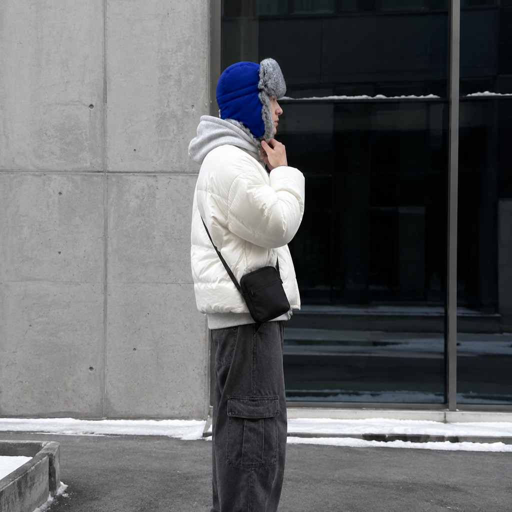 Rabbit Fur Ushanka Hat — Navy