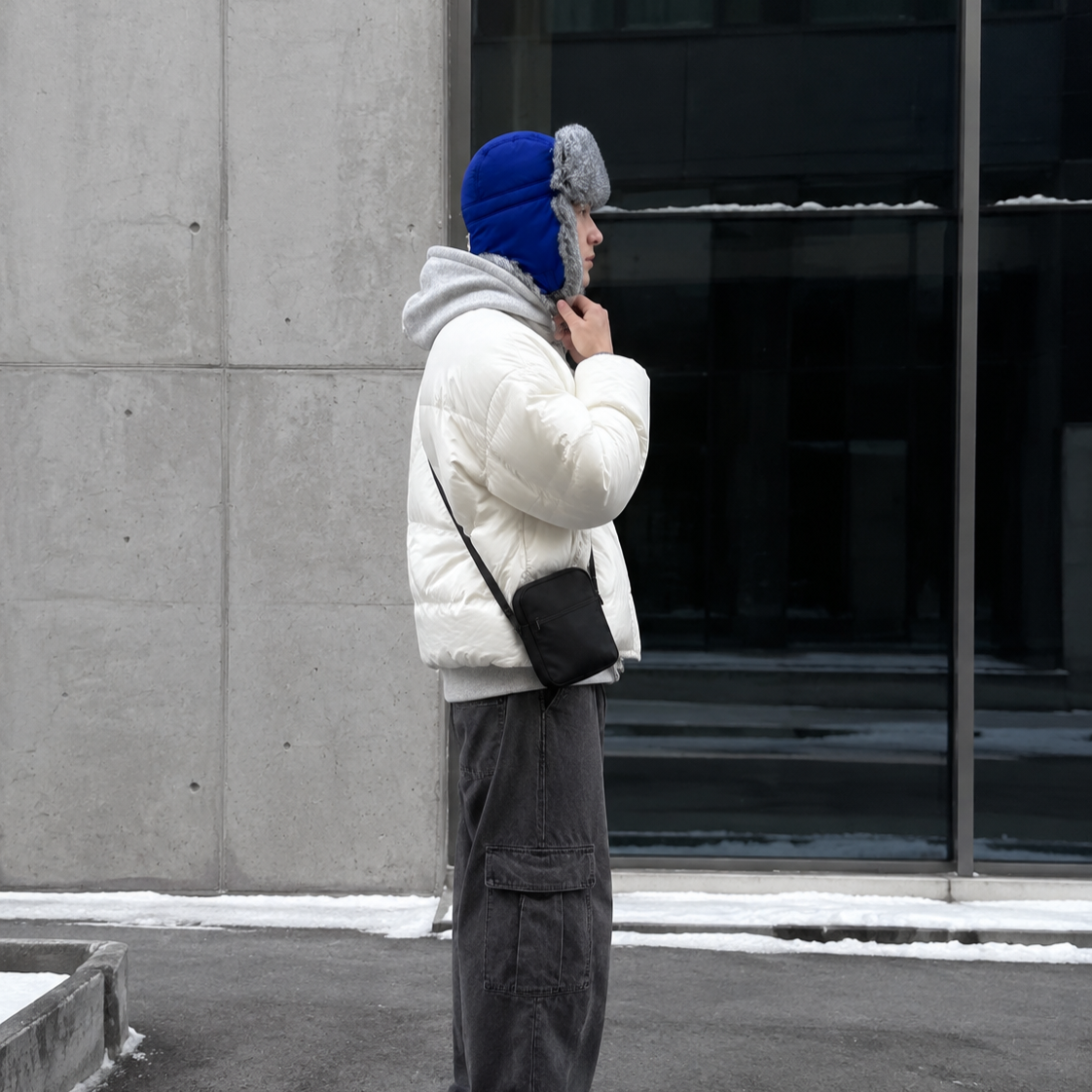Rabbit Fur Ushanka Hat — Navy
