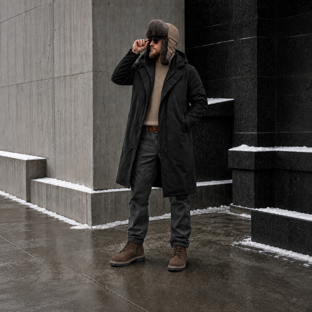 Rabbit Fur Ushanka Hat — Khaki