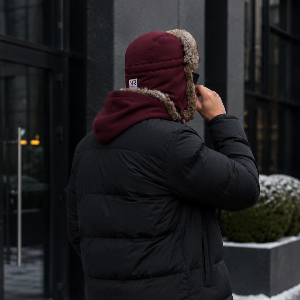 Rabbit Fur Ushanka Hat — Burgundy